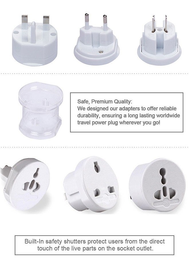 Redclip Universal Travel Adapter Set Europe EU European Travel Adapter International Adaptor Worldwide Power Plug for USA UK AUS Japan China Itlay Germany Canada (White) - Image 3